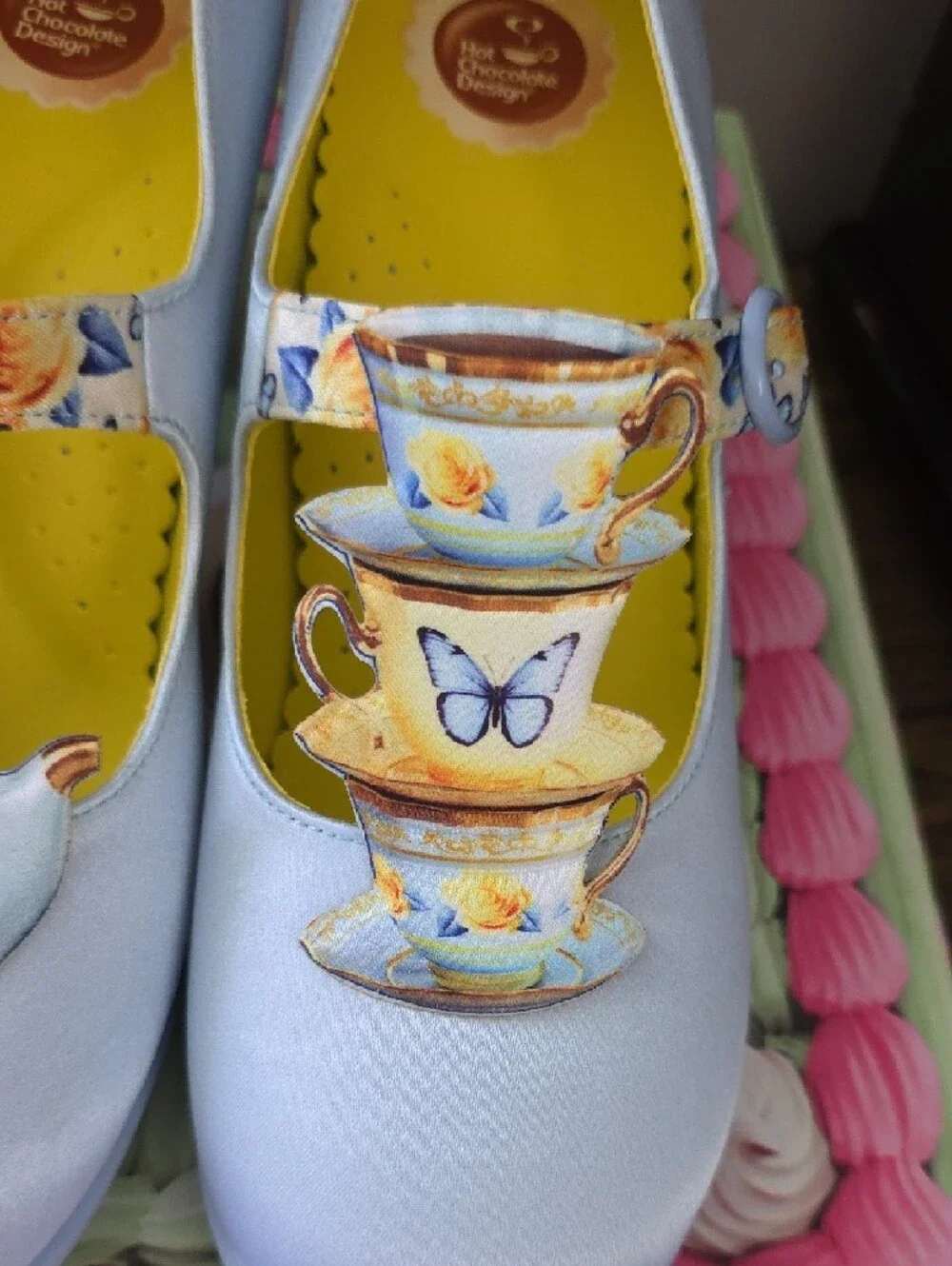 New Hot Chocolate Dress Shoes / Heels w/Tea Set Design Sz 8 US/ Eur 38 - Picture 7 of 16